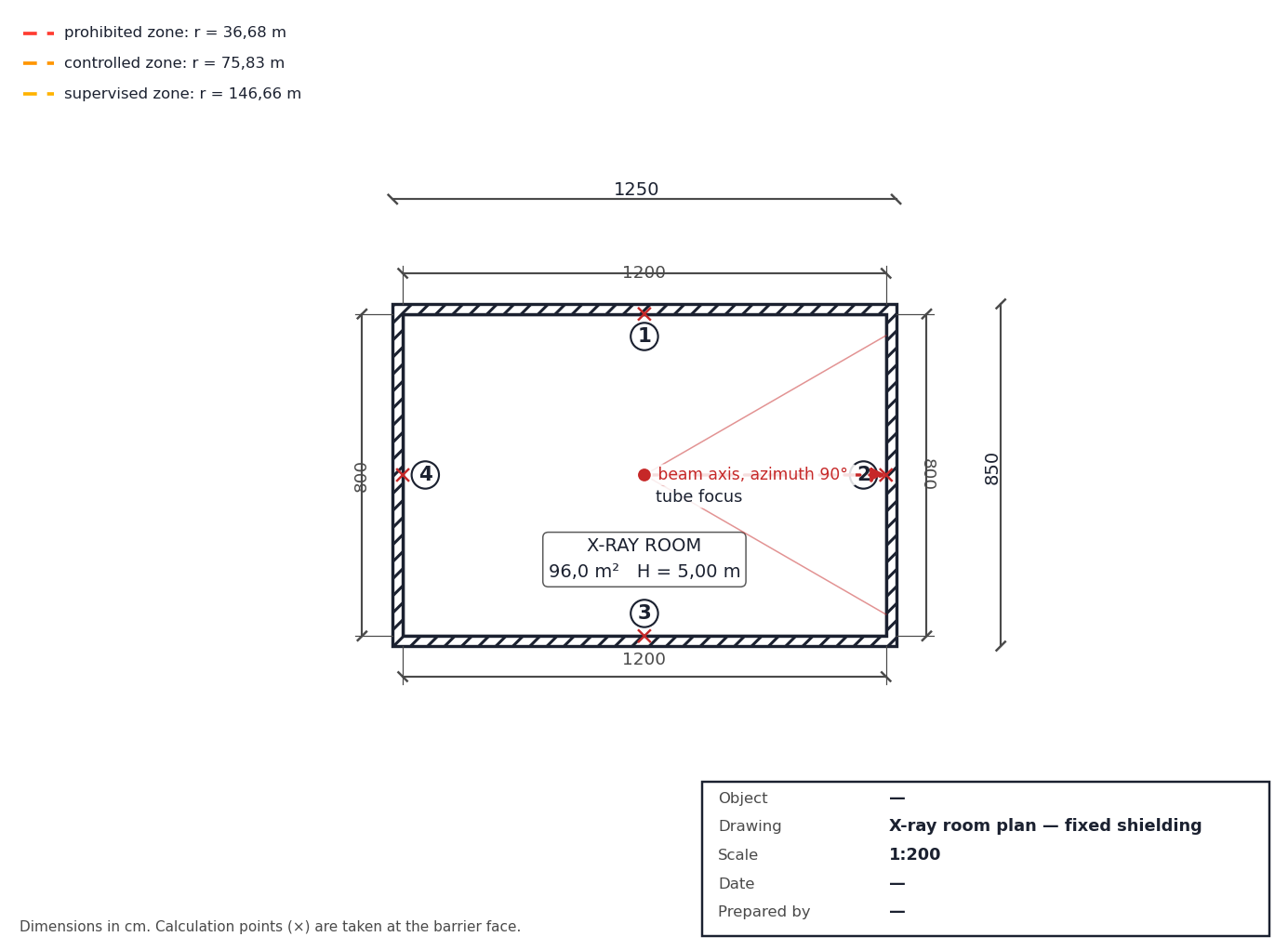 Room plan: Hall with the beam at a wall